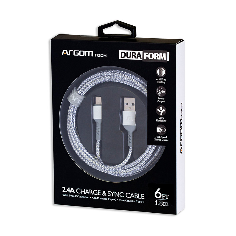Cable USB-C a USB Argom ARG-CB-0025WT Forrado Blanco