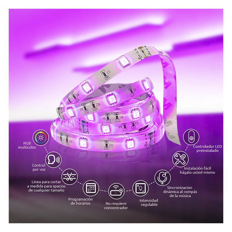 Kit de Cinta de Luces LED Inteligente Nexxt Wi-Fi 5m
