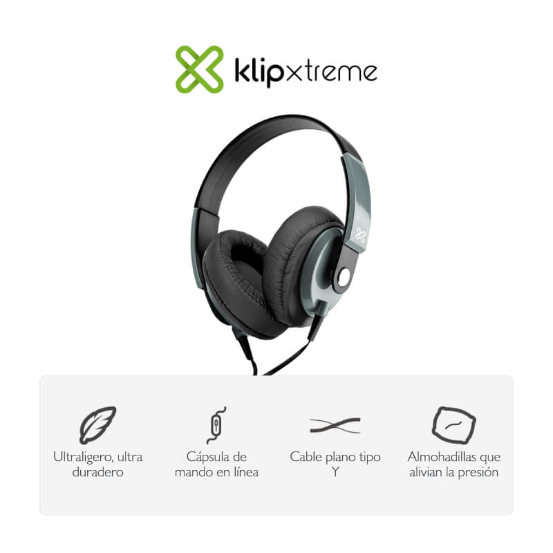 Audífonos tipo Headset Klip Xtreme Obsession 3.5mm con Micrófono Negro