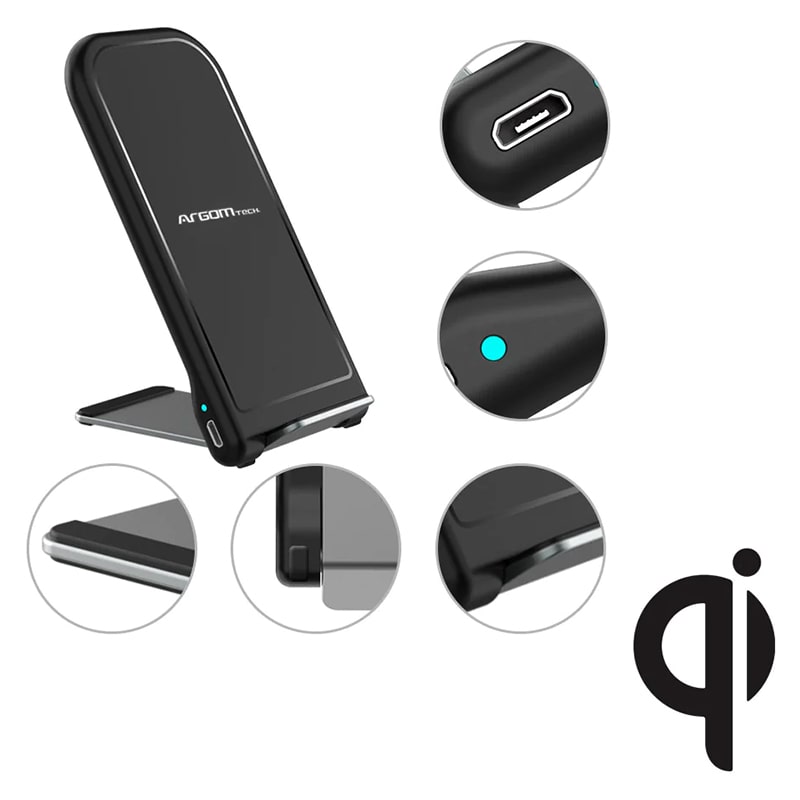 Cargador Inalámbrico Argom QI Fast Charge Plegable 10W Negro
