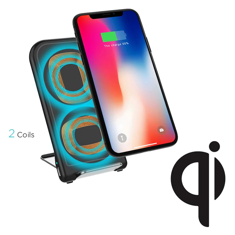 Cargador Inalámbrico Argom QI Fast Charge Plegable 10W Negro
