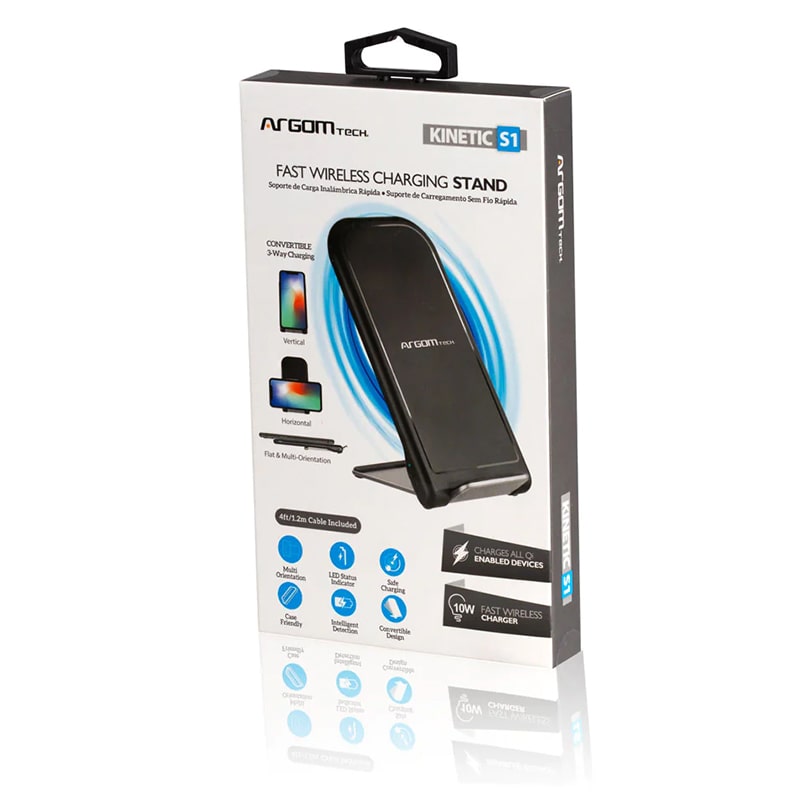 Cargador Inalámbrico Argom QI Fast Charge Plegable 10W Negro