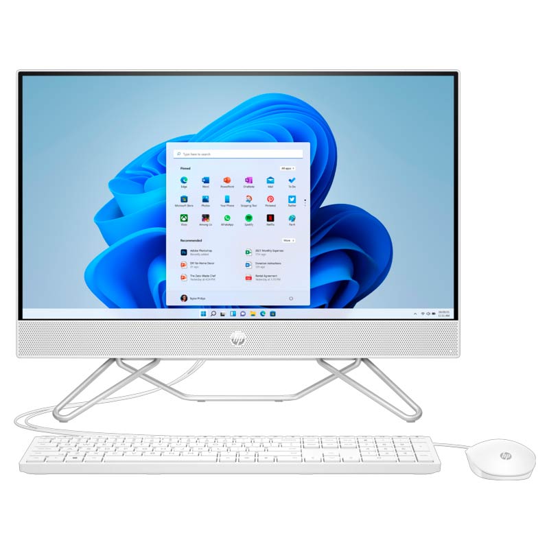 Computadora AIO HP 24-cb1032la 23.8" i3-1215U 8GB RAM 512GB SSD Blanco W11 Home Teclado en  Inglés