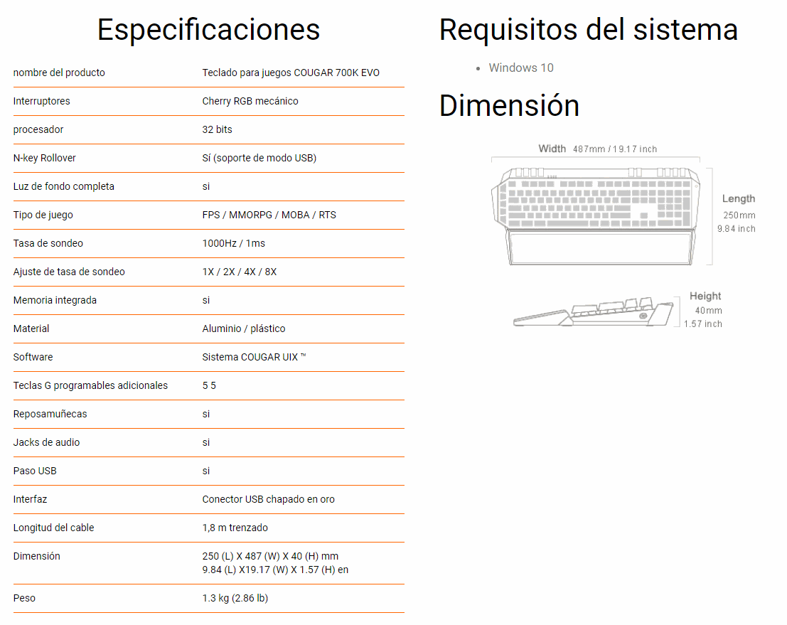 Especifcaciones