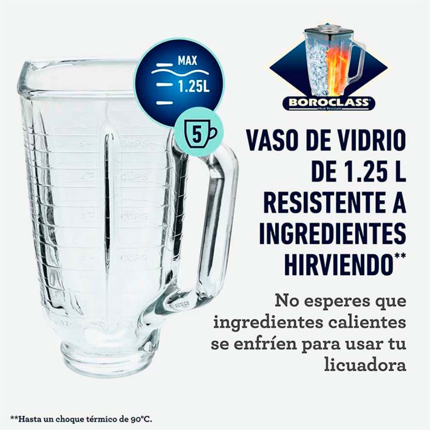 Licuadora Oster BLST4655 3 Velocidades Vaso Vidrio Cromada