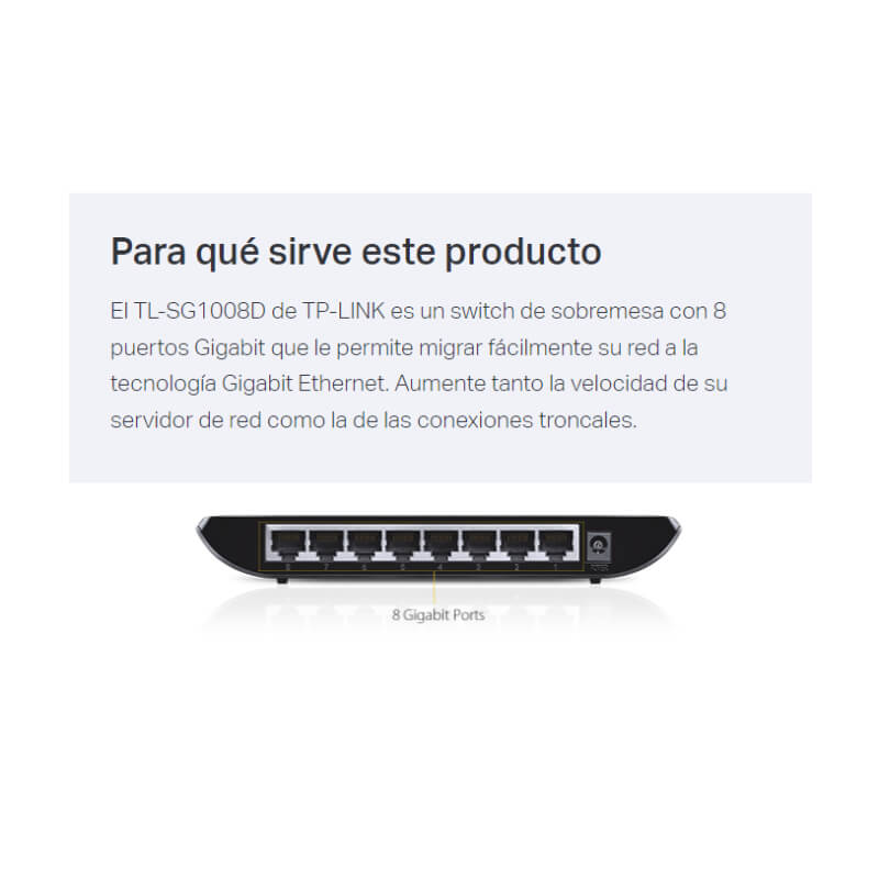 Switch TP-Link TL-SG1008D 8 Puertos 10/100/1000Mbps