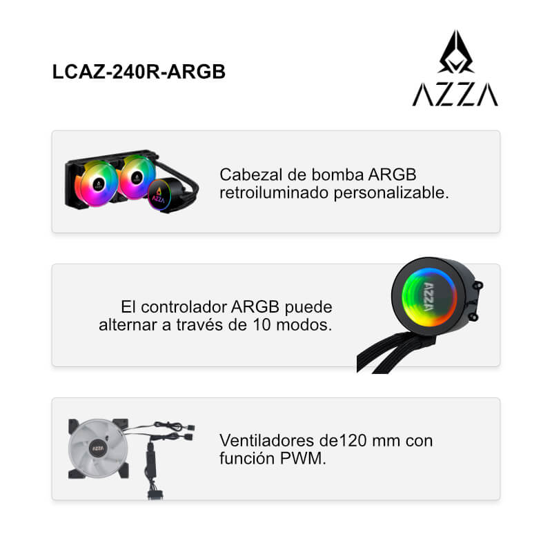 Enfriador Líquido 240mm Azza Blizzard ARGB