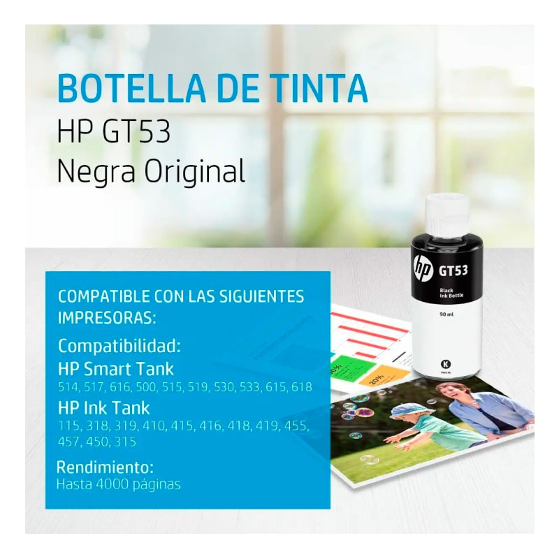 Botella de Tinta HP GT53 Negra 70ml