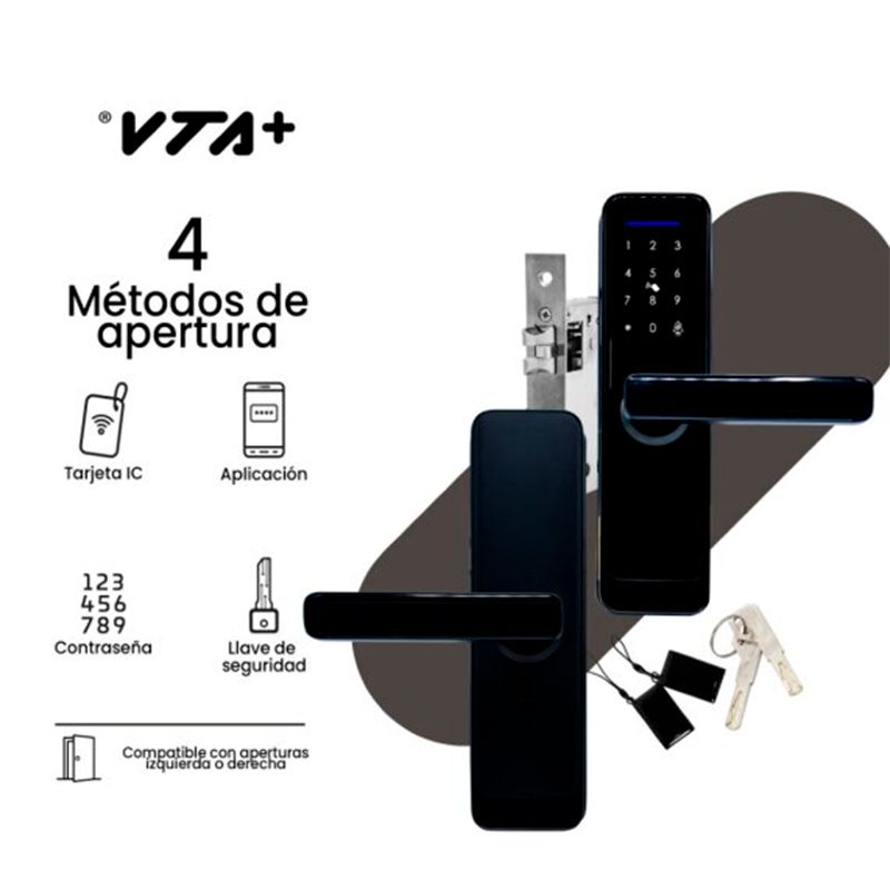 Cerradura Inteligente VTA+ Vertex Apertura con Tarjeta, Pin, App Smart Home WiFi