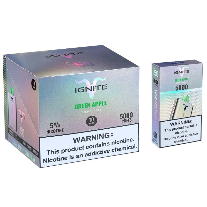 Vape Electrónico Ignite V50 5000 Puffs Nic 5g Green Apple