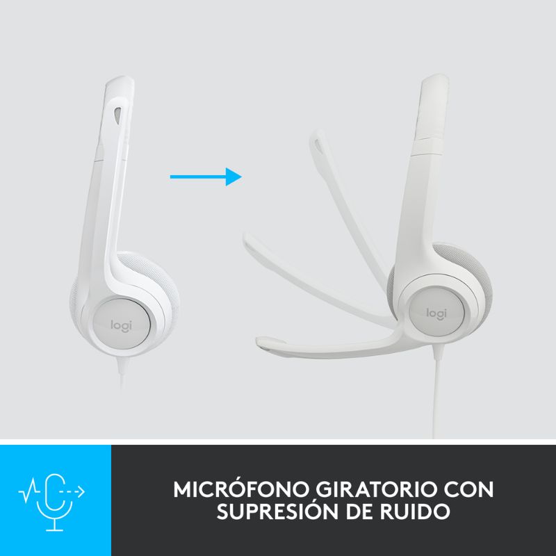 Audifonos tipo Headset Logitech H390 USB con Micrófono Blanco