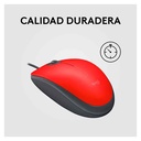 Mouse Alámbrico Óptico Logitech M110 Silent 1000 DPI Rojo