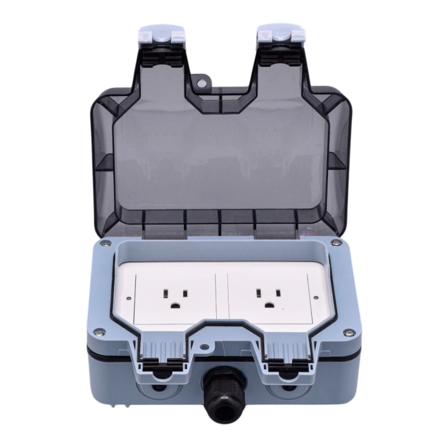 Tomacorriente Inteligente con Cubierta VTA+ 2 Tomas Smart Home Wi-Fi para Exteriores