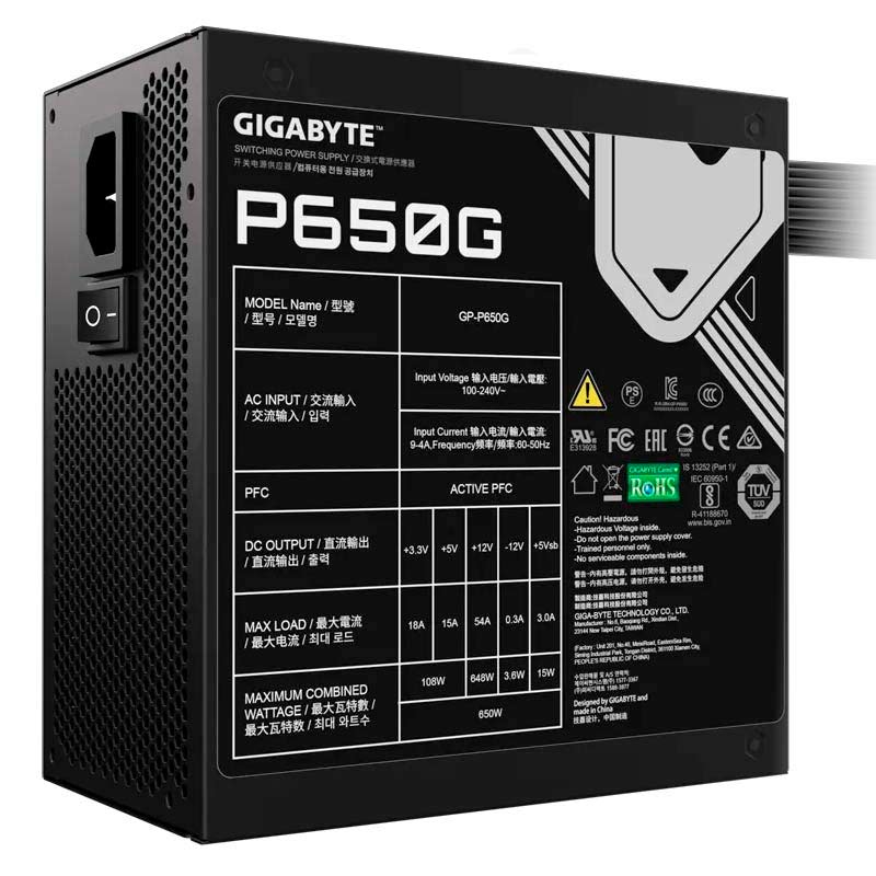 Fuente de Poder 650W Gigabyte P650G 80-PLUS GOLD