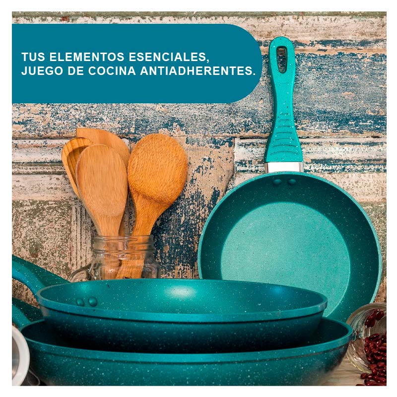 Juego de Sartenes Picca Gravina 3 Piezas Turquesa