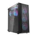 Case DarkFlash DK352 Mesh ATX Mid Tower con 4 ventiladores ARGB, panel lateral de vidrio templado negro.