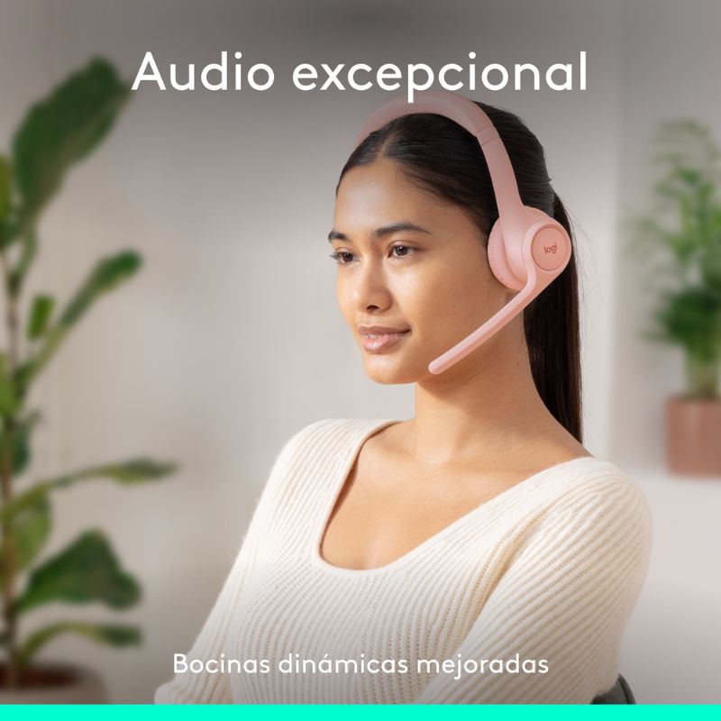 Audífonos Tipo Headset Logitech Zone 300 Inalámbricos con Micrófono Rosa