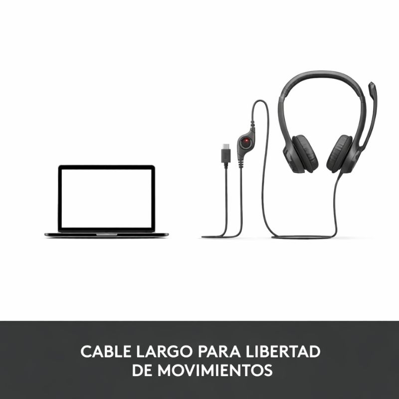 Audífonos Tipo Headset Logitech H390 USB-C con Micrófono Negro Media Noche