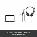 Audífonos Tipo Headset Logitech H390 USB-C con Micrófono Negro Media Noche