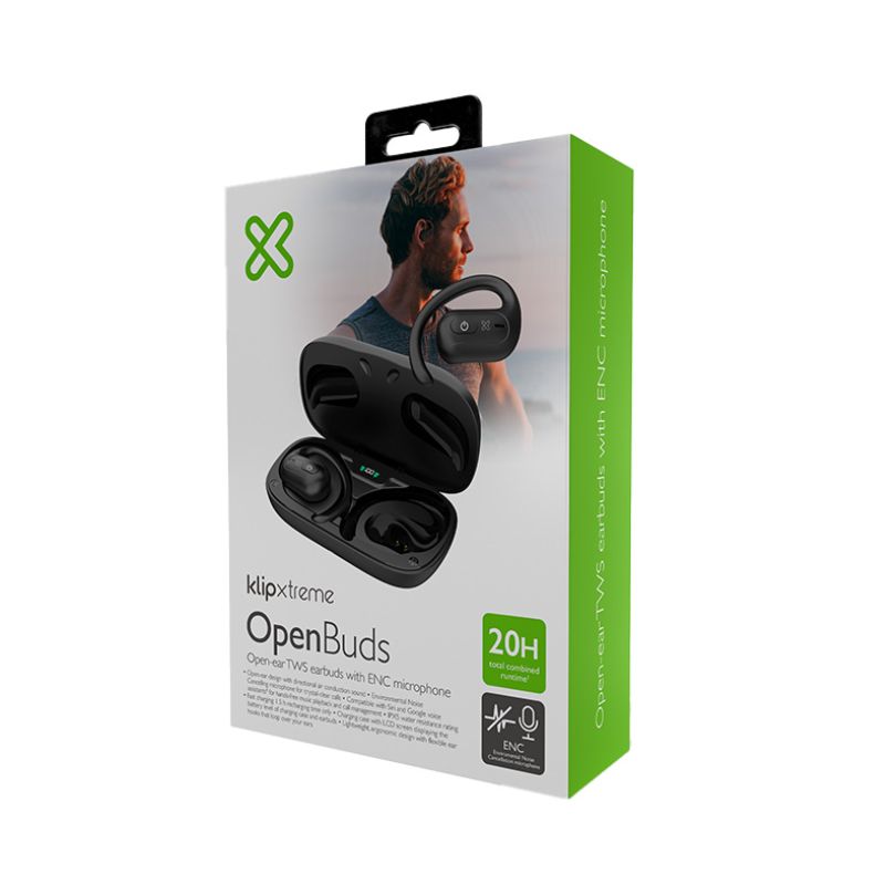 Audífonos Open-Ear Klip Xtreme Openbuds Bluetooth con Micrófono (ENC) Negro