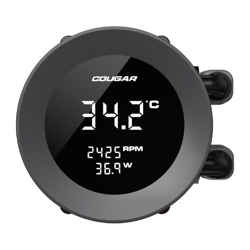 Enfriador líquido 360 mm Cougar Poseidon Vistek ARGB con display LCD IPS 1.9" digital negro
