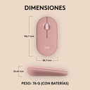 Mouse Inalámbrico Bluetooth Logitech Pebble 2 M350s Óptico 4000DPI Rosado