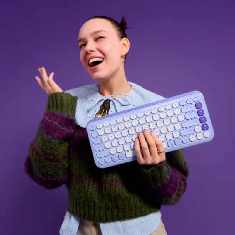 Teclado y Mouse Inalámbrico Logitech POP Icon  Lila y blanco Español