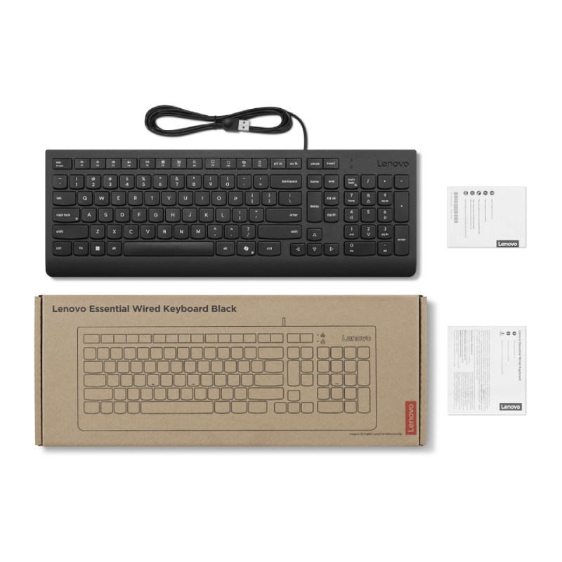 Teclado Alambrico Lenovo Essential USB Negro Español