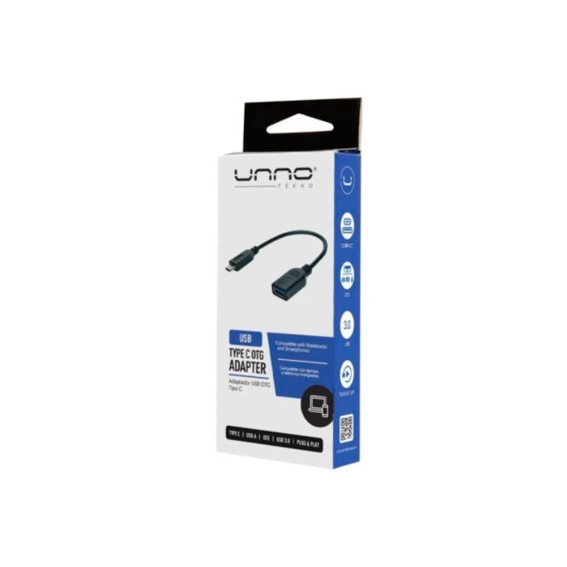 Adaptador Unno Tekno USB-C a USB AD4203BK Macho-Hembra Negro