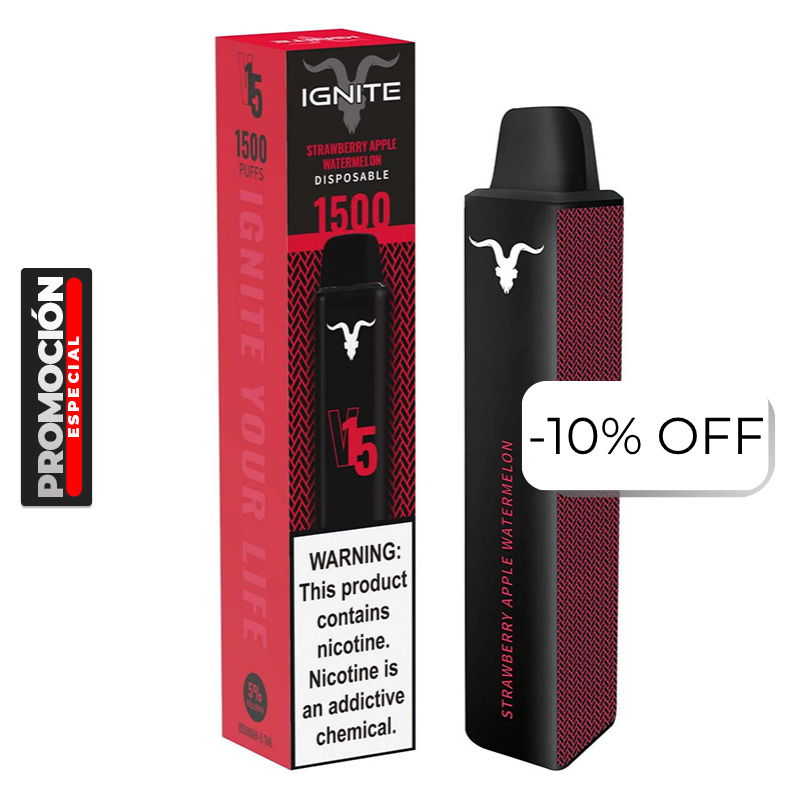 Vape Electronico Ignite V15 1500 puffs Nic 5g Strawberry Apple Watermelon