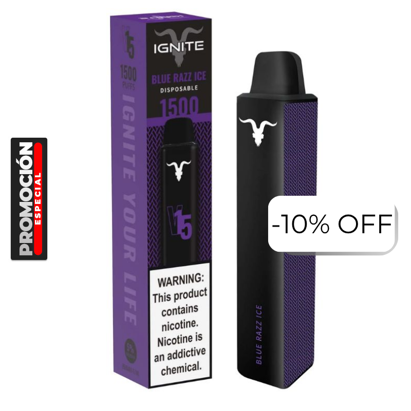 Vape Electronico Ignite V15 1500 Puffs Nic 5g Blue Razz Ice