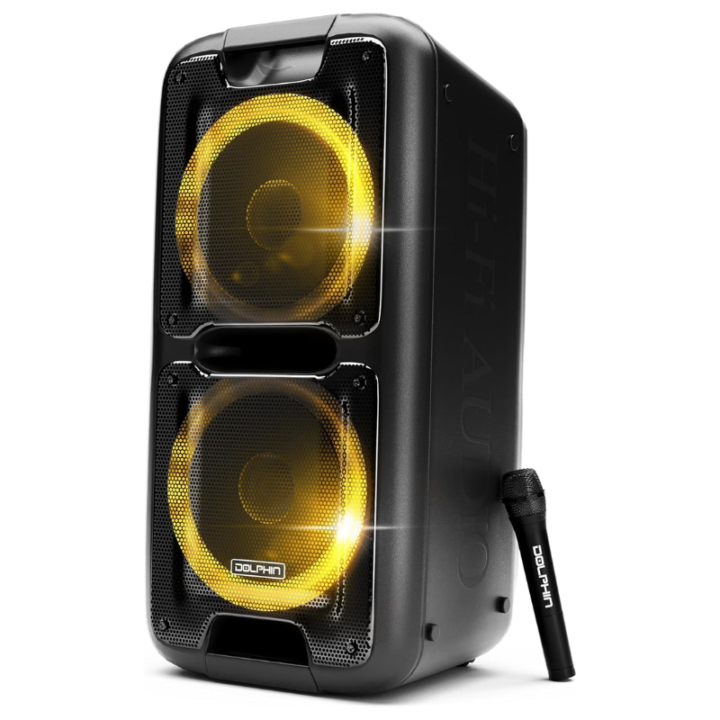 Bocina Dolphin SP-2100RBT Party Speaker Dual 10” Bluetooth 3400W Negro