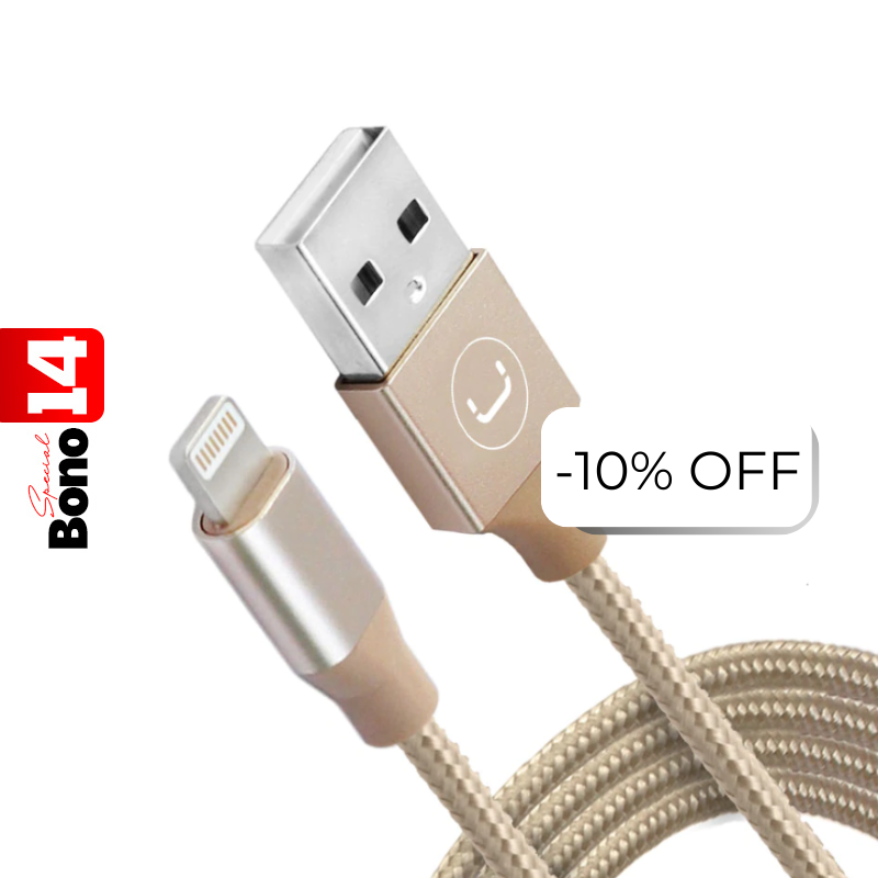 Cable USB a Lightning Unno Tekno CB4061GD 1.5 Metros Trenzado Dorado