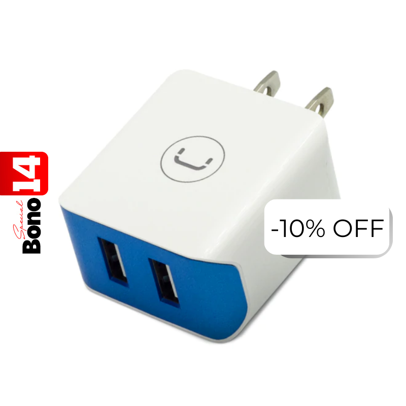 Cargador de Pared Unno Tekno PW5052WT PD20W Dual USB-A  20W​​ Blanco/Azul