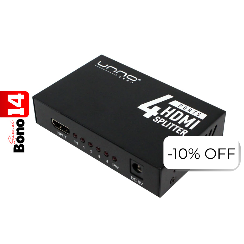 Splitter Unno Tekno HB1205BK 4 Puertos HDMI 4K