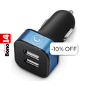 Cargador Unno Tekno PW5021BK para Carro Dual USB-A 3.4A Negro/Celeste