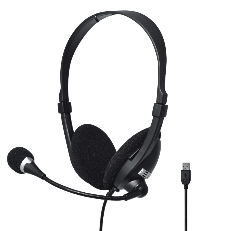 Audífonos Tipo Headset Unno Tekno HS7205BK USB Ace5 Con Micrófono Negro
