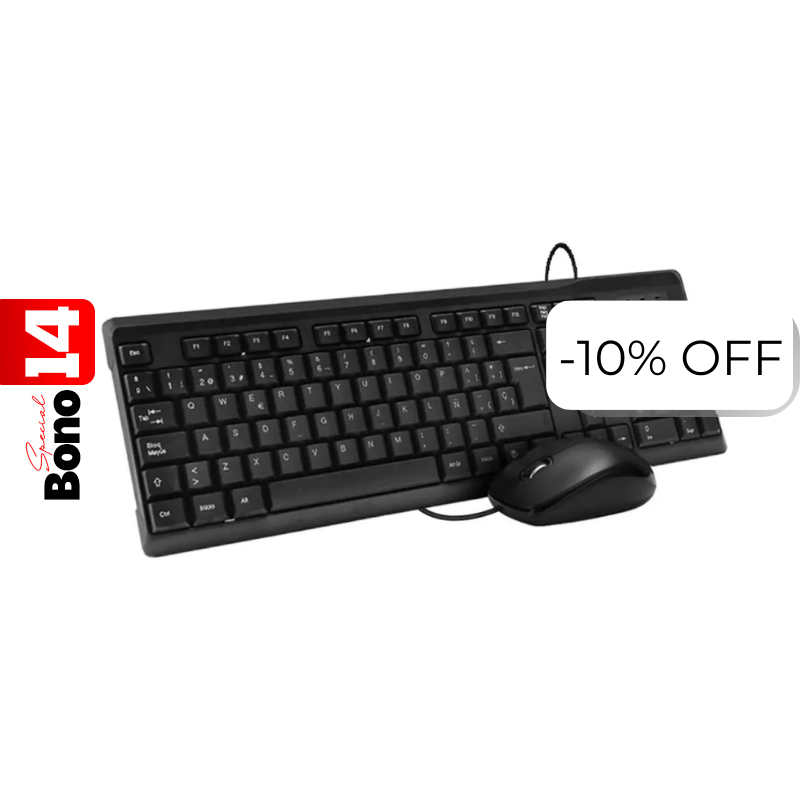 Teclado y Mouse Alámbrico Unno Tekno Klass USB Negro Español