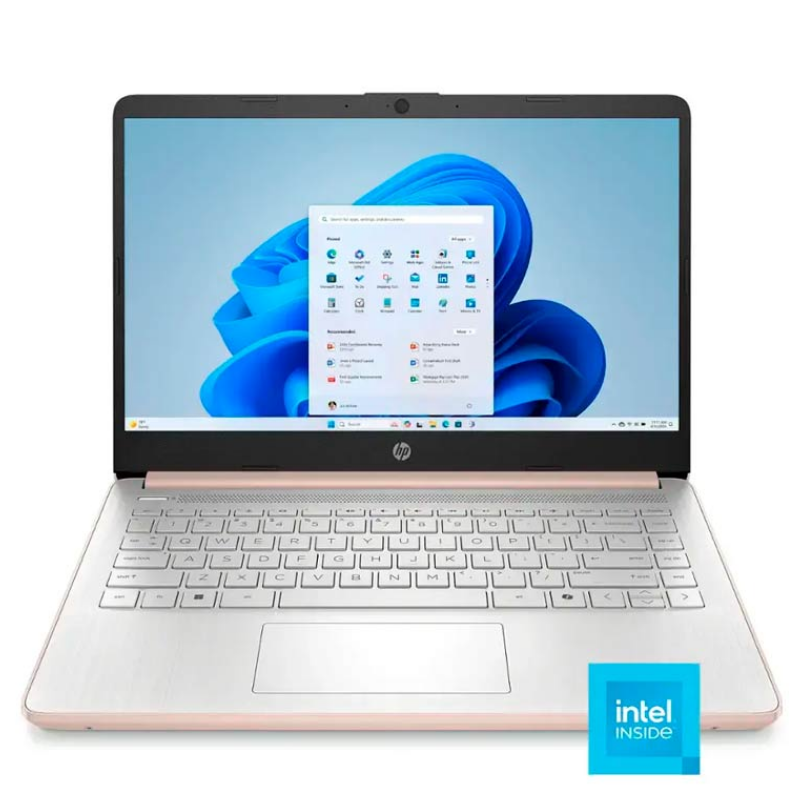 Laptop HP 14-DQ6015DX 14" Celeron N150 4GB RAM 128GB UFS Rosado W11 Home Teclado Ingles