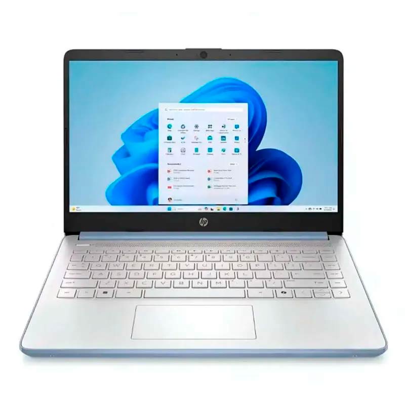 Laptop HP 14-DQ6012DX 14" Celeron N150 4GB RAM 128GB UFS W11 Home Celeste Teclado Inglés
