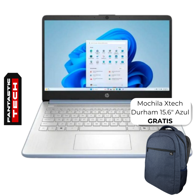 Laptop HP 14-DQ6012DX 14" Celeron N150 4GB RAM 128GB UFS W11 Home Celeste Teclado Ingles