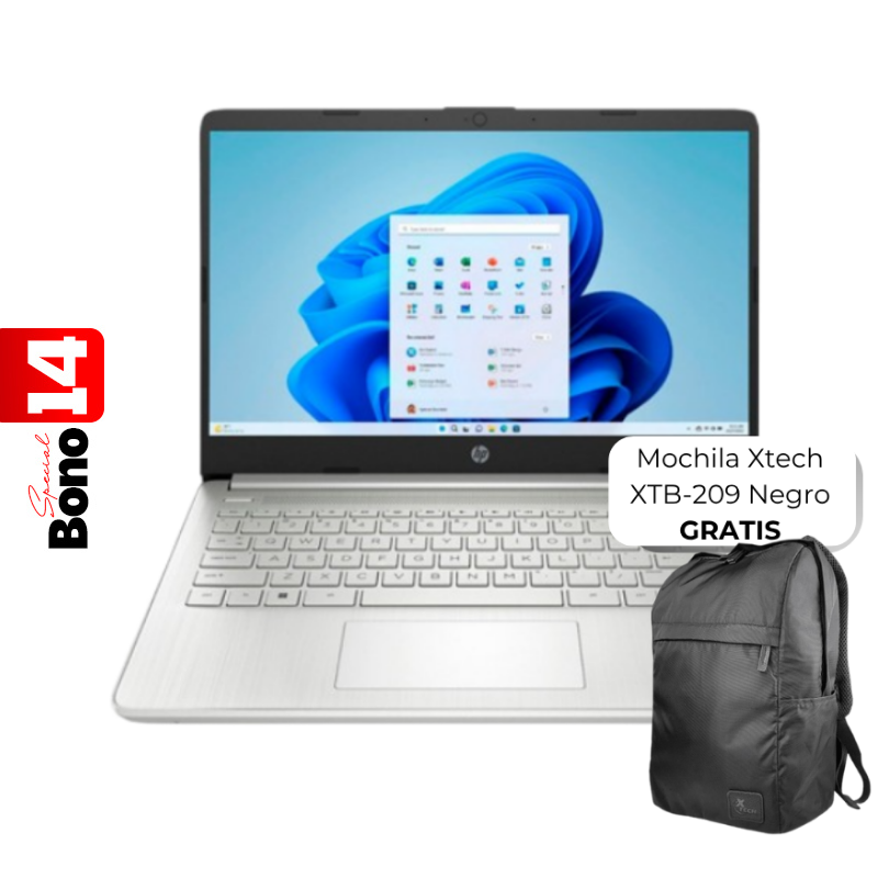 Laptop HP 14-DQ6014DX 14" Celeron N150 4GB RAM 128GB UFS W11 Home Lavanda Teclado Ingles