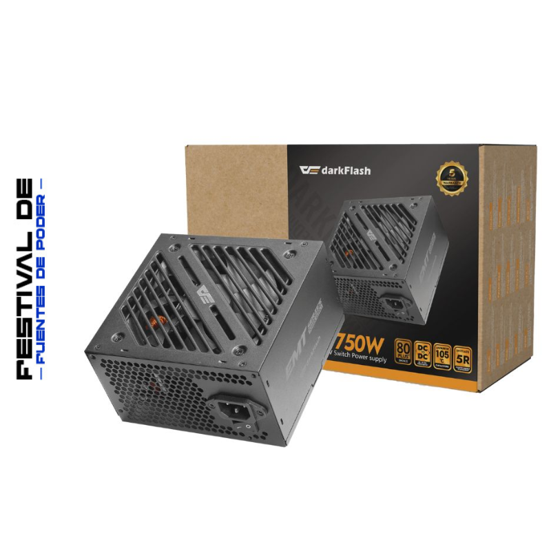 Fuente de Poder 750W DarkFlash EMT 80 Plus Bronce Negra
