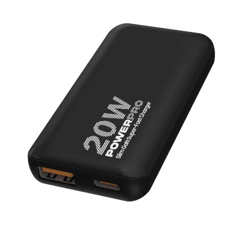 Cargador de Pared Unno Tekno PW5067BK Slim GaN Dual USB-A/C 20W Negro