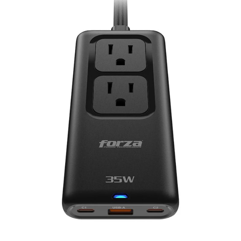 Regleta Forza PS-235USBC 1 USB-A, 2 USB-C, 2 Tomas 100V Negra
