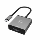 Adaptador Unno Tekno AD3001GY USB-C a HDMI 4K 60 Hz HDR con carcasa de aluminio