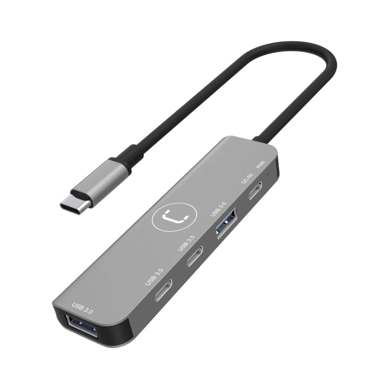 Hub Unno Tekno 4 Puertos HB1012GY USB-C 3.0 Gris