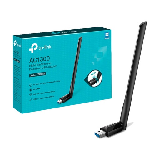 [Archer T3U Plus] Adaptador de Red USB a Wi-Fi TP-Link Archer T3U Plus Doble Banda AC1300 867 Mbps
