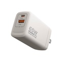 Cargador de Pared Unno Tekno PowerPro Dual USB-A USB-C 65W​​ Blanco